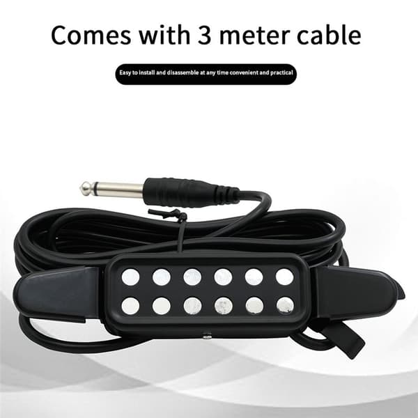 P-102 12-Hulls Akustisk Gitar Lydhull Pickup Magnetisk Transduser Gitardeler & Tilbehør Svart