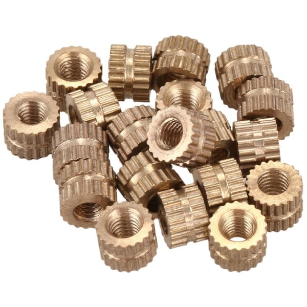 20 stk M3 x 4mmx5mm messinginnlegg for skruing, integrert mutter