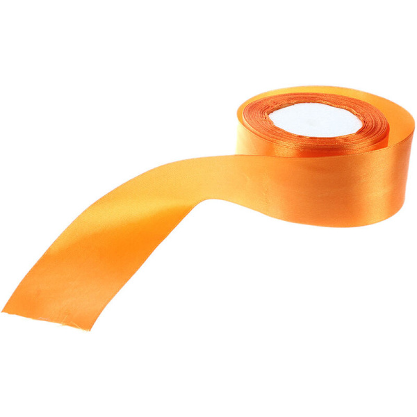 1 rulle (25 meter/rulle) 2 tum (50 mm) enfärgad satinband dekoration julband (orange)