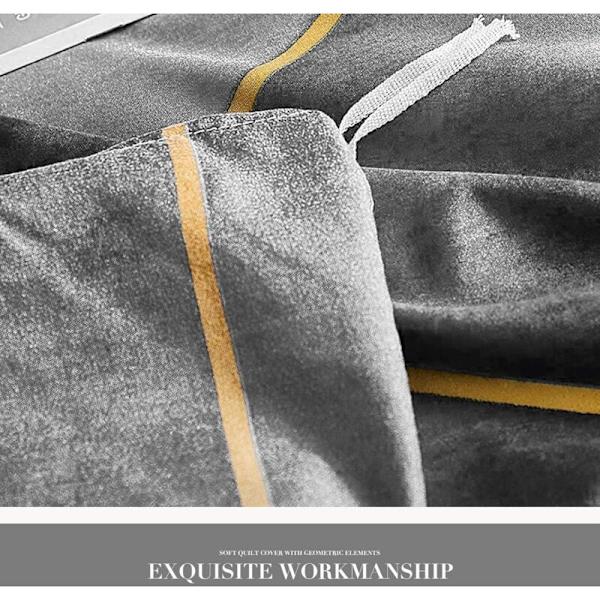 Unik 3D Geometrisk Randig Tryckt Täcke Set, 2-Delar Nordisk Stil Minimalism Dubbel Storlek Mikrofiber Täcke Set med Gul Geom