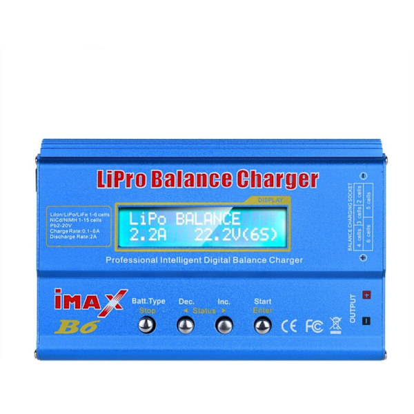 B6 80W 6A Balansladdare Modell Li-Po / Li-Fe Ni- Li- Ni-Cd Batteri PB T-kontakt med 15V Adapter 66A EU