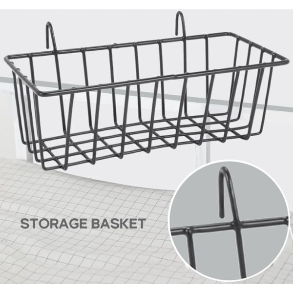 2-pack hängande metallkorgar för väggrutnätpanel, rutnätförvaringskorg, korgdisplayer för kök,