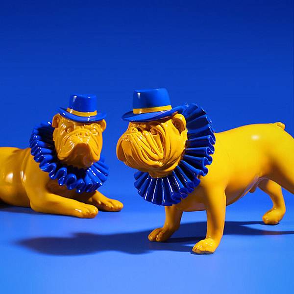 1 stk. Kreativ farve Bulldog Punk stil hundestatue harpiksfigur Hjemmekontor Butik dekoration Ornament Håndværk Gul A