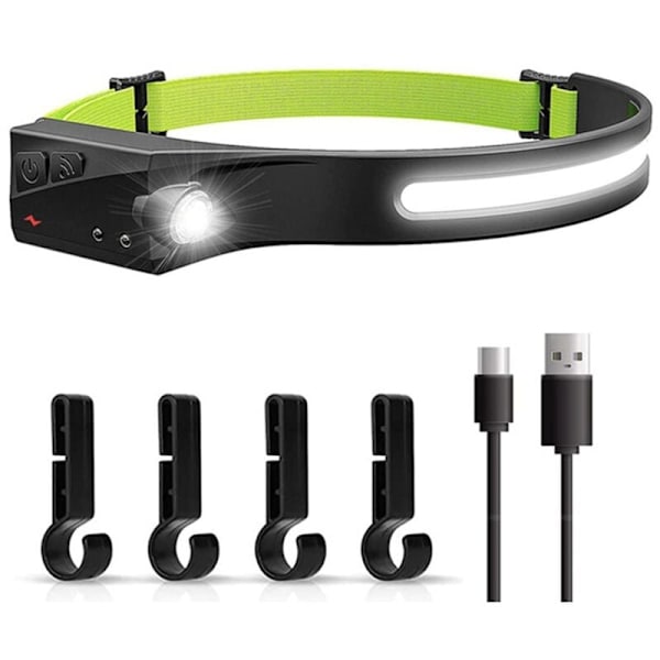 LED-huvudinduktionsstrålkastare för utomhusridning USB-laddningsnattlöpningslampa