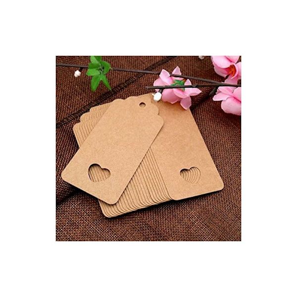 100 kpl ruskea paperilappu 9,5 x 4,5 cm häihin/jouluun/syntymäpäivälahjoihin, matkatavaroihin, 30 m juuttinarulla (ruskea) -