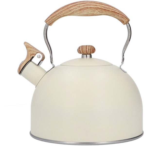Visslande vattenkokare 2,5L Rostfritt stål Tekanna Vattenkokare Ergonomiskt handtag Tekanna Beige