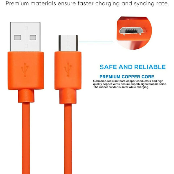 Ersättningskabel för USB-laddning för Ring Video Doorbell 2/3/Plus/4 (2020-utgåvan) Strömledning, Dörrklocka 2 3 Kamera Batteriladdningskabel (Orange)-