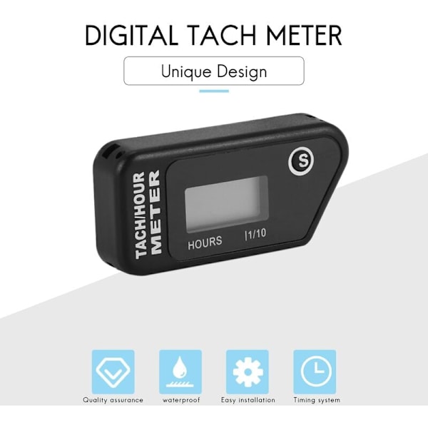 Återställbar timmätare Digital varvräknare för utombordsmotor gräsklippare Motocross Marine Motorsåg Pit Bike Hm016R