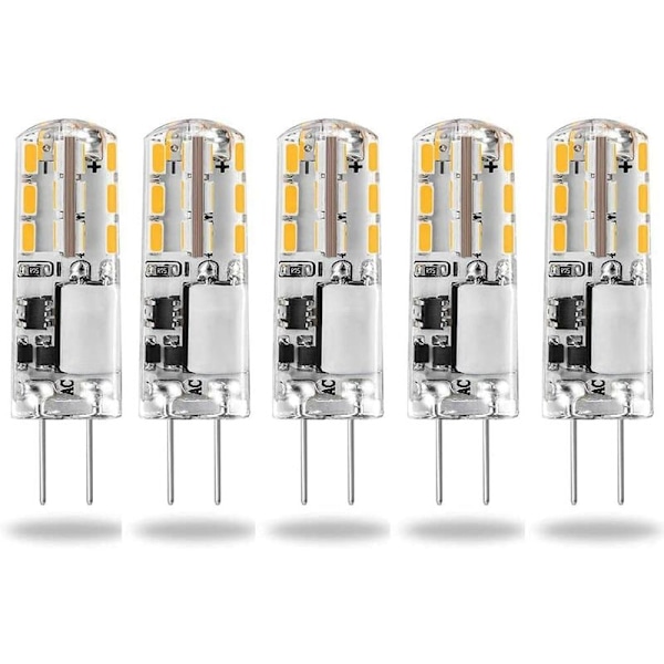 G4 LED Pærer 12V AC/DC Varmt Hvidt 3000K 120LM,2W,15-20W G4 Halogen JC Type Bi-pin Udskiftning Kapsel Energibesparende, Ikke-dimbar Lys (5 stk)