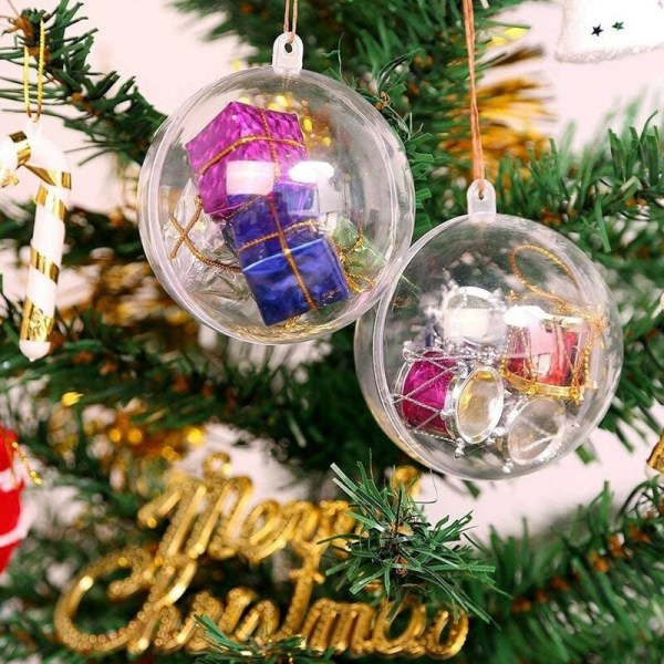 10 st DIY ihåliga bollar julgransprydnad bollar påfyllningsbara plastbollar för festdekoration (8 cm)