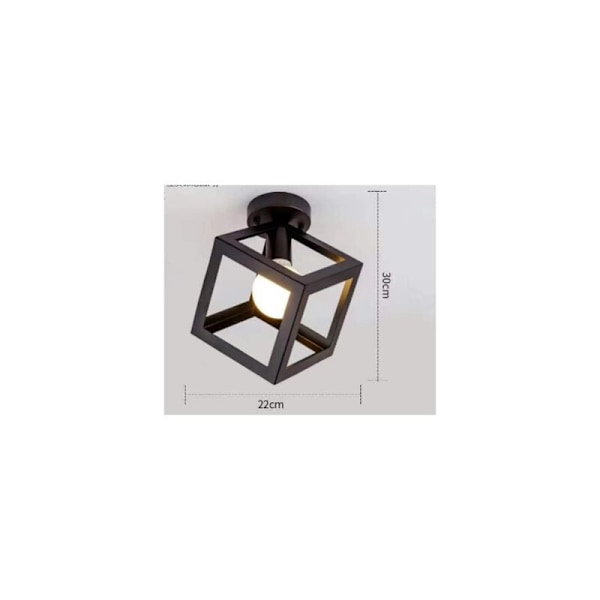 Geometrisk smidesjärnsvägglampa för vardagsrum, kök, loft, matsal, kafé (glödlampa ingår ej) E27 fyrkantig vitt ljus -DENUOTOP