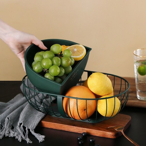 Metal Frugtkurv Organizer Kurv Snack Grøntsag Opbevaring Køkken Æg Dessert Opbevaring Holder-A
