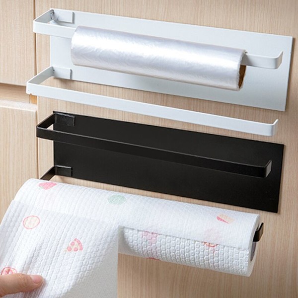 Keittiöpaperiteline Kylpyhuoneen teline WC-pyyheripustin Ripustimet Kotivarasto Paperiteline Organizer Musta