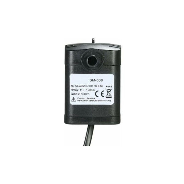 Doppeldyspump, 600L/H 8W Ultraljudsvattenpump med 4 Sugkoppsfötter för Fontäner Fisktankar Hydroponiska System med 2 Munstycken