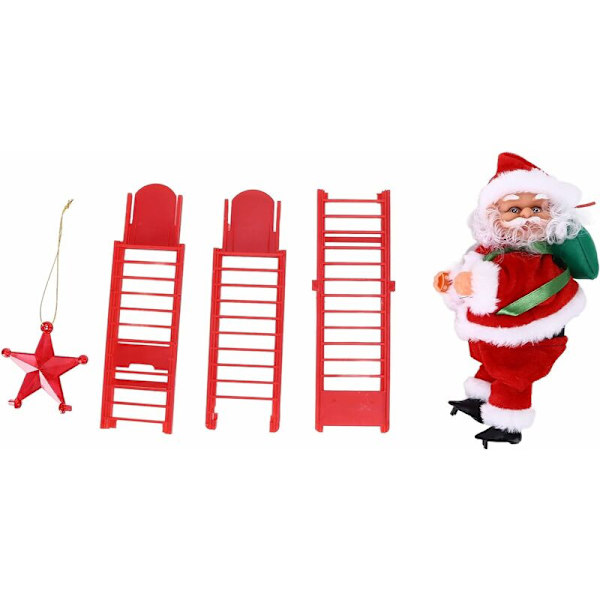 Julenissen Elektrisk Stige, Juleribbe Klatrestige Dekorasjon Elektrisk Juletre Henger Høytids Ornament for Stue