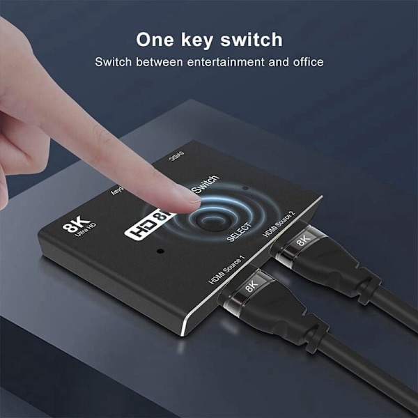 HDMI-kompatibel 2.1-switch splitter 8K KVM Ultra HD-switch 2 i 1 ut för bärbar dator 2 källor till 1 skärm