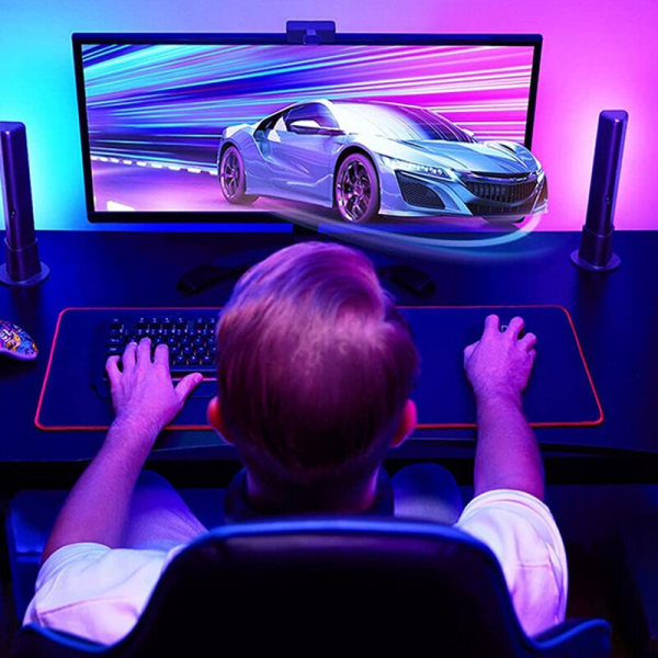 RGB lyslist musikkbelysning LED-stripe lys romdekor dekorasjonslampe EU-plugg Bluetooth APP fjernkontroll