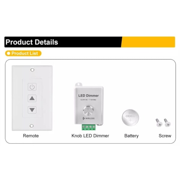 DC12V-24V 10A Trådlös LED-listdimmer med fjärrkontroll för enfärgad LED-list (U1)
