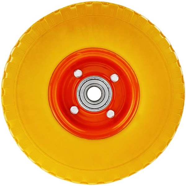 Gult solidhjul for 10x3” og 100 kg trillebår