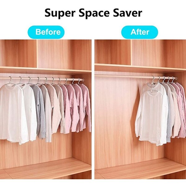 Hängare Connector Hooks, 200 Klädhängare Hooks, Super Space Saving Hangers för Garderober, Blå