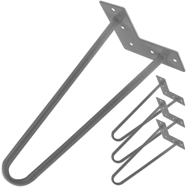 Bordbein i stål for møbler og skrivebord, 2 stenger, 30 cm, 4-pakning