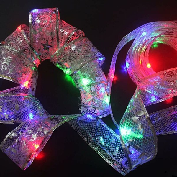 2M LED Julgran Ljus - Batteridrivna Spetsbåge Fairy Lights - Färgglada Juldekoration - Silverband (Färg)