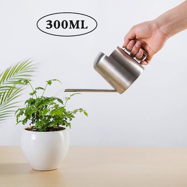 Rustfritt Stål Dusjkanne Lang Metallmunn Hage Grønn Plante Sukkulenter Vannkanne Små Barn Mini Vannkanne 300ML
