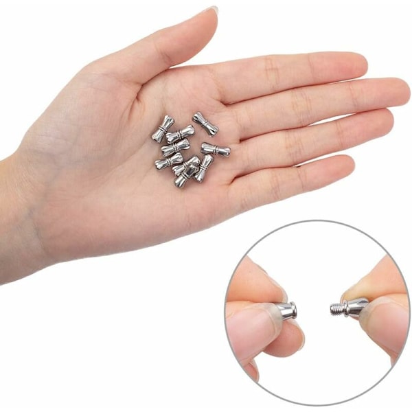 10 Sæt 1mm Hul Rustfrit Stål Skrue Spænder Kolonne Skrue Spænder Læder Rør Snor Ender med Lås til Armbånd Smykkefremstilling Fund 11,5x5mm