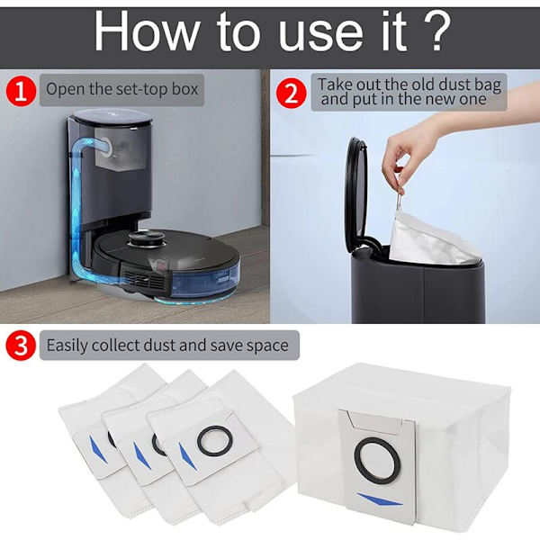 Reservedeler Støvposer til Ecovacs Deebot X1 Omni/Turbo Robot Vacuum Cleaner Tilbehør Støvsugerposer