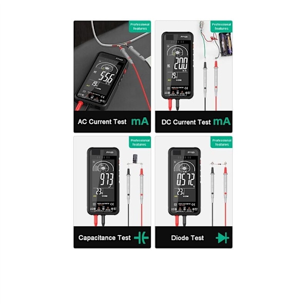 Intelligent Anti-burn Digital Multimeter AC DC Ström Spänning Temperatur Kapacitans Auto Range Ohm NCV Multimetrar Testare