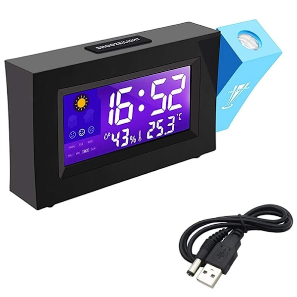 2X Väckarklocka med projektor Digital väckarklocka för sängbord LED Fashion väckarklocka Digital väckarklocka med tidstation