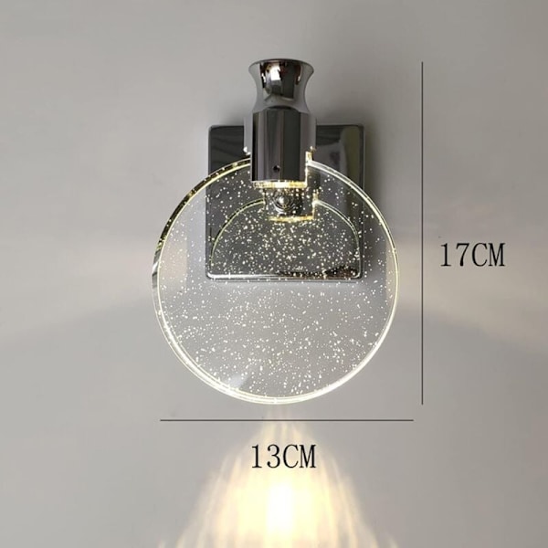 Kristallvägglampa, Nordisk Stil, Enkel och Kreativ, för Sovrum, Sängbord, Vardagsrum, Badrum, Byrå, Korridor (Silver, Liten)