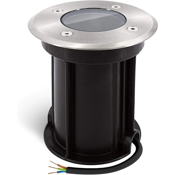 Boru pyöreä upotettu lattiavalaisin GU10:lle - Harjattu ulkonäkö - Esiasennettu IP67-kaapeli, Ø 110 mm x 130 mm (Lamppu ei sisälly)