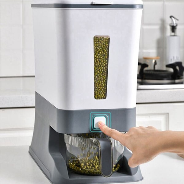 Tryktype Risdispenser Forseglede Kornbeholder Husholdningskorn Risboks Opbevaring Risboks Dispenser Spand 10KG-A
