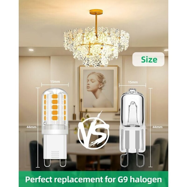 G9 LED-lampor, 3W motsvarande 30W halogenlampa, varmvit 2700K 380LM ingen flimmer AC/DC 220-240V för sovrum vardagsrum kök trädgård, ej dimbar