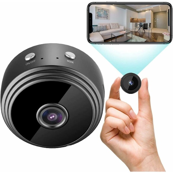 Mini Spy Kamera, 1080P Trådløs Overvågningskamera med WiFi Optagelse Lang Batterilevetid Skjult Mikrofon Bevægelsesdetektering og Nattesyn Spy Cam