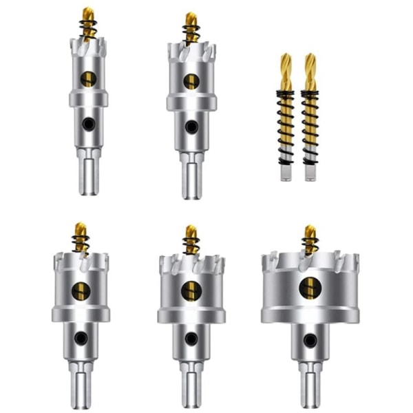 7-osainen reikäsahapakkaus kovaan metalliin, 5/8 tuuman - 1-3/4 tuuman raskaan sarjan kärkireikäsahasetti metallille, raudalle, puulle ja muoville