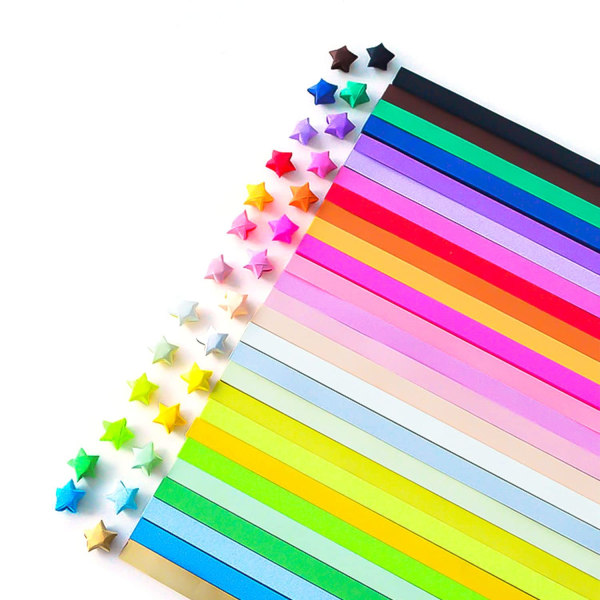 1620 ark origami stjärnpapper i 27 färger (regnbågsfärger)