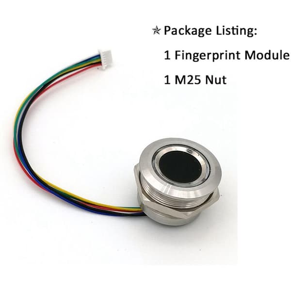 R503 Cirkulär Rund Ring Indikator LED-kontroll DC3.3V MX1.0-6Pin Kapacitiv Fingeravtrycksmodul Sensor Scanner-19Mm