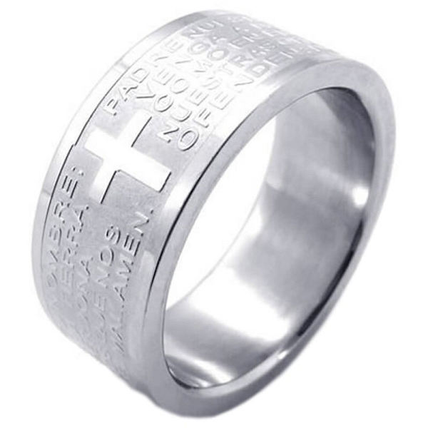 Rostfritt stål kors bibelring Fashionable rostfritt stål ring för bön kors ring för kvinnor - Silver - . 59