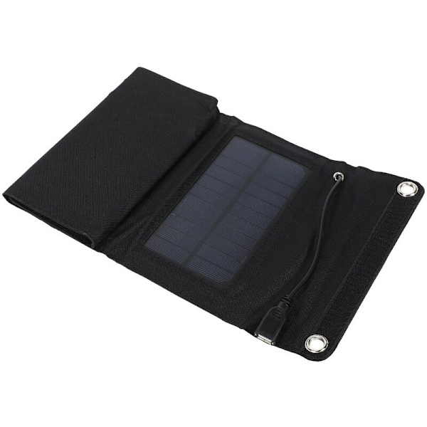 7W Solcellsladdare Solpanel Camping Resor Bärbar Utomhus Fällbar För Mobiltelefon Surfplatta Kits USB Batteriladdningskit Svart