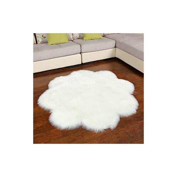 Tekolammasnahkainen villamatto, mukavan tuntuinen aidon villan tekoturkismatto, keinotekoinen luksusvillamatto sohvatyyny (valkoinen, 45 x 45 cm)
