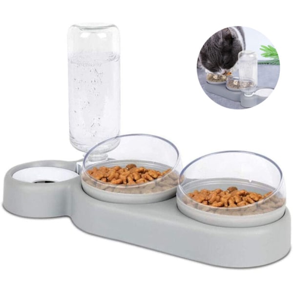 2 Pak Vand- og Foder skåle, Automatisk Vanddispenser med Foder Skål, til Små eller Mellemstore Hunde og Katte