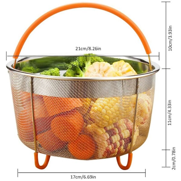 Ruostumattomasta teräksestä valmistettu höyrytyskorisetti, Instant Pot -lisävarusteet Ninja Foodi -painekattilaan ja monitoimikeittimeen, 6 litraa