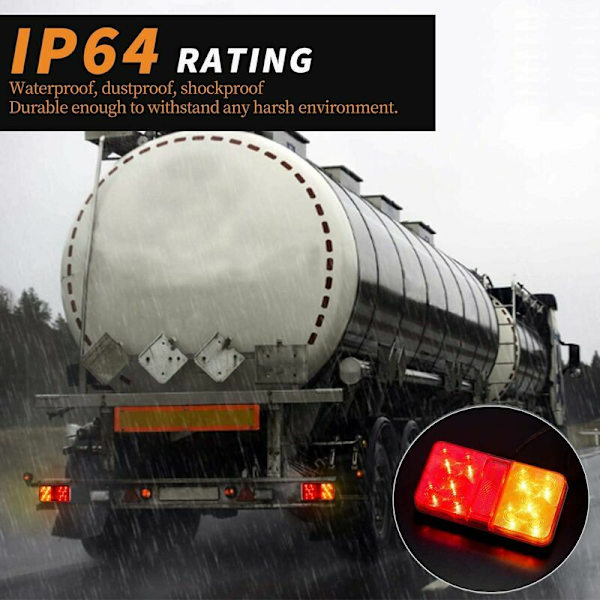 6 stk LED Baglygter Multifunktionelle LED Trailer Lygter 12V Vandtæt Parkeringsposition Blinklys til Lastbil Trailer Caravan Traktor