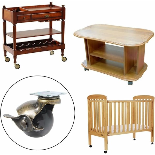 Bromsrullar, Huvade Svängbara Rullar, 360 Grader Svängning, 2 Tums Bromshjul, 30kg 66 LB Lastkapacitet, Vintage Brons (2 Tums, 5st)