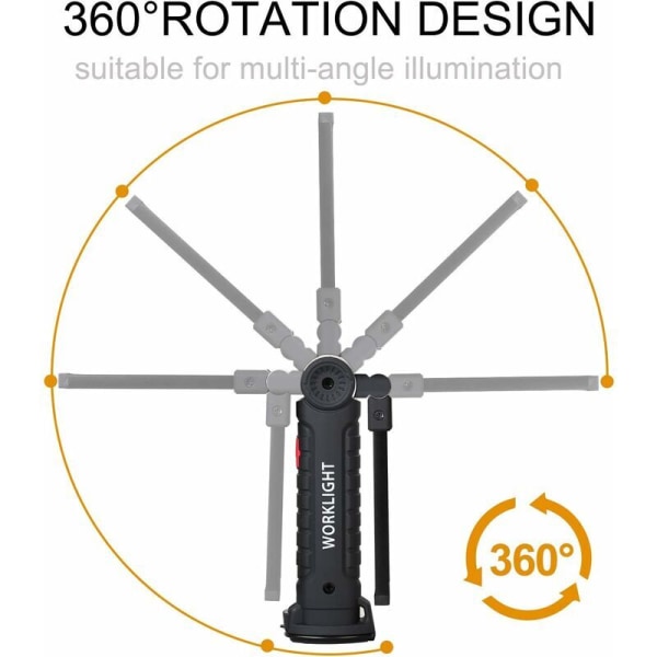 2X Genopladelig Led Håndholdt Arbejdslys Værkstedslampe Lommelygte Led Håndholdt Arbejdslys med Magnetisk Base Inspektionslampe til Vandreture, Campin