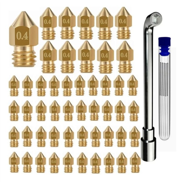 56 st 3D-skrivarmunstycken MK8-munstycken 3D-skrivarmunstycken i mässing 0,4 mm för -8/-10/ 3/ 3 V2/ 3S