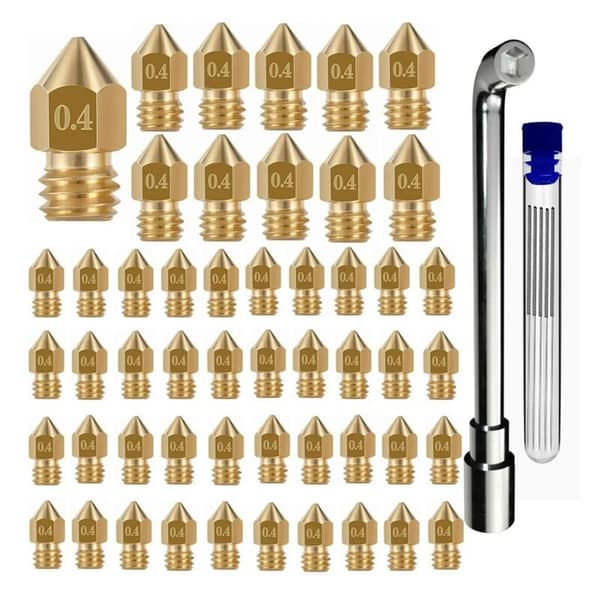 56 stk. 3D-printerdyser MK8-dyser 3D-printer messingdyser 0,4 mm til -8/-10/ 3/ 3 V2/ 3S