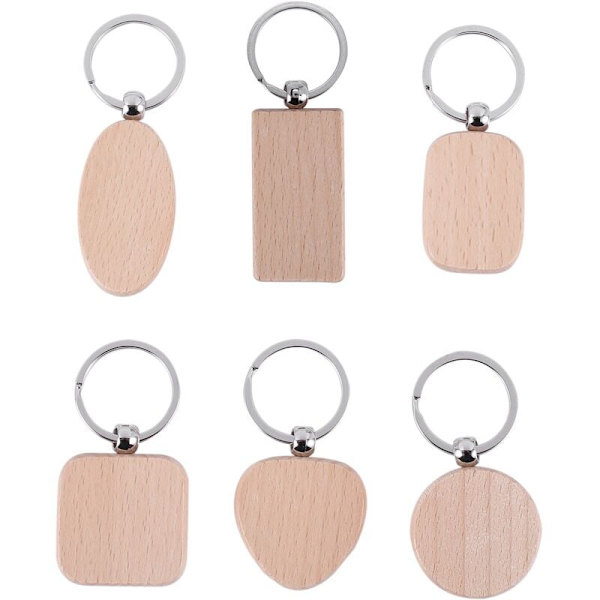 60 st tomma tränyckelringar DIY tränyckelring Anti-Lost Tag trätillbehör Present